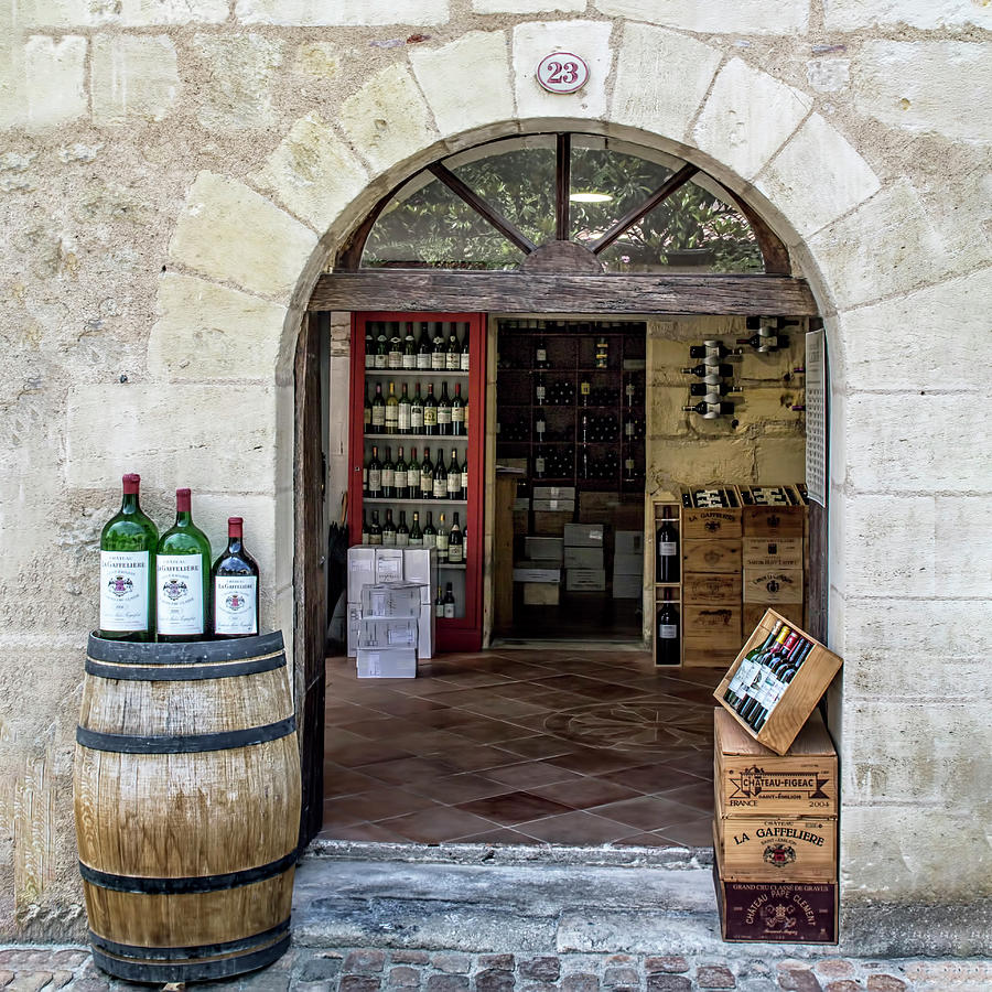 St Emilion Wine Shop - Square Photograph by Georgia Clare