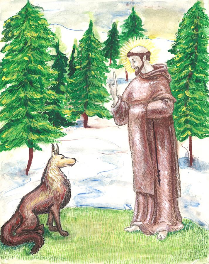 St Francis And The Wolf Drawing By Olivia Tautkus 2772