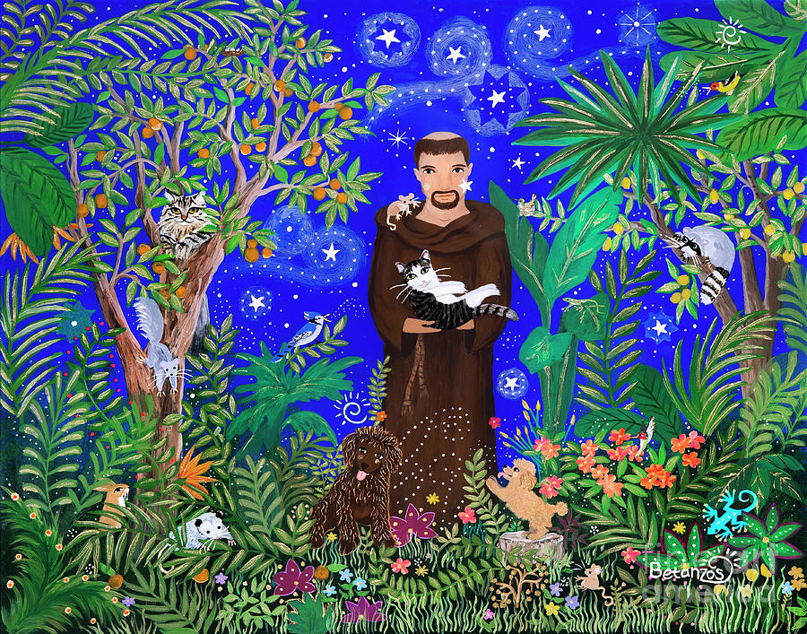 Birthday Gift Painting - St. Francis in the Tropics by Sue Betanzos