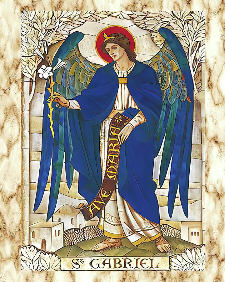 St Gabriel Archangel Angel Catholic Saint Mixed Media by Iconography