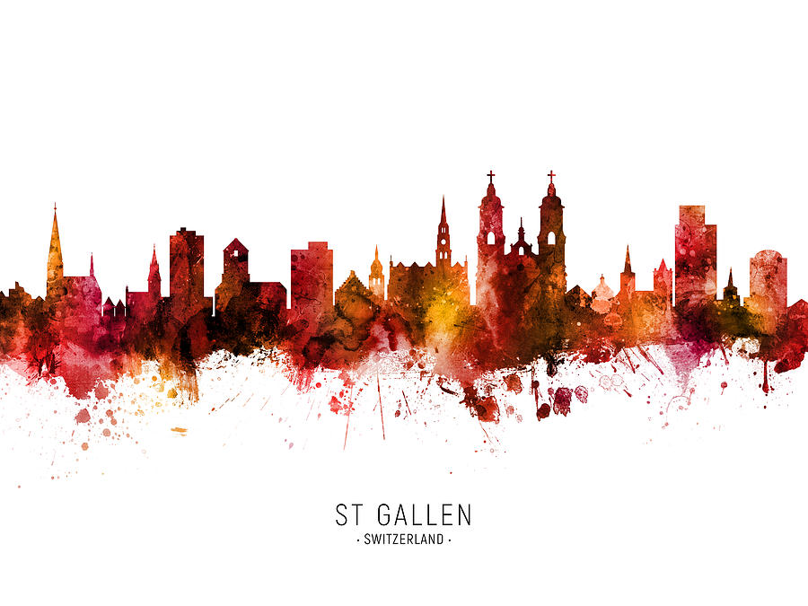St Gallen Switzerland Skyline #65 Digital Art by Michael Tompsett