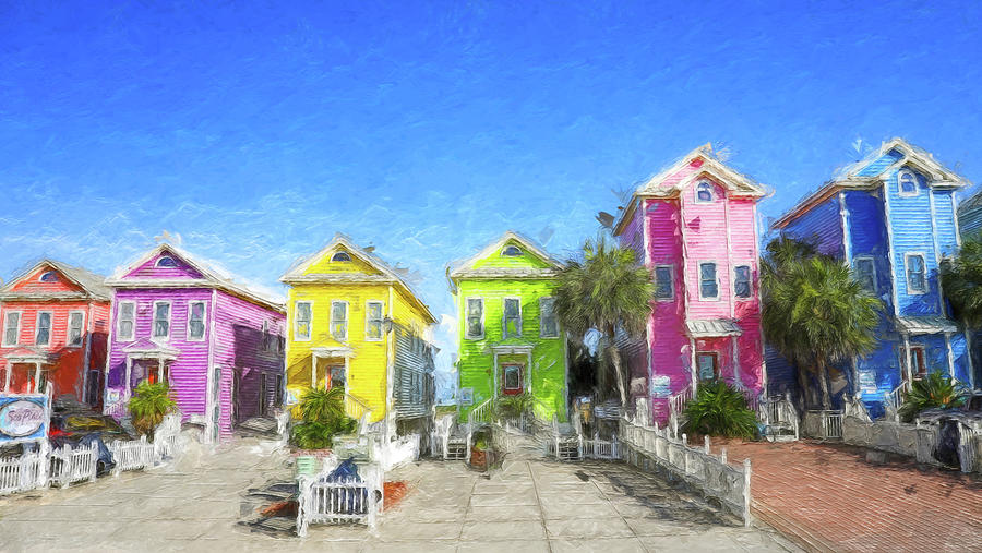 St George Island Painting - St. George Island Florida Colorful Beach Homes by Dan Sproul