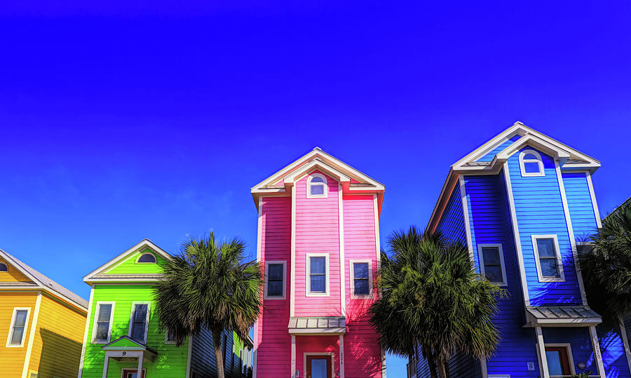 St. George Island Florida Colorful Homes Mixed Media by Dan Sproul