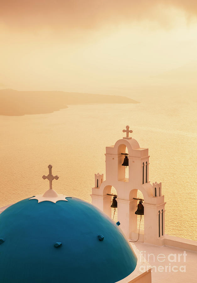 St Gerasimos church at sunset , Firostefani, Fira, Santorini, Greece Photograph by Neale And Judith Clark
