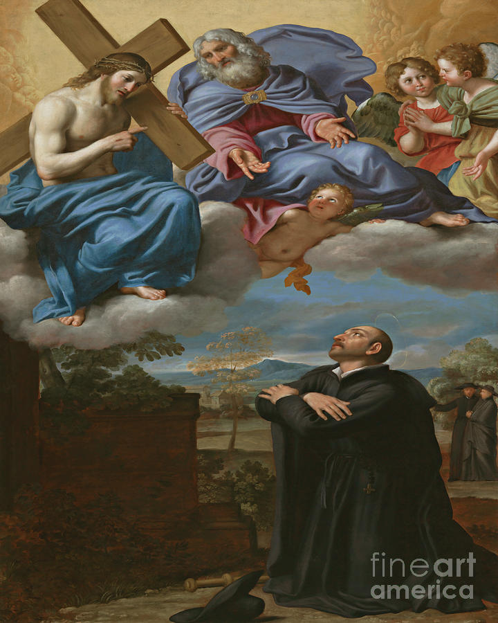 St. Ignatius of Loyolas Vision of Christ and God the Father at La Storta - CZILV Painting by Domenichino Zampieri