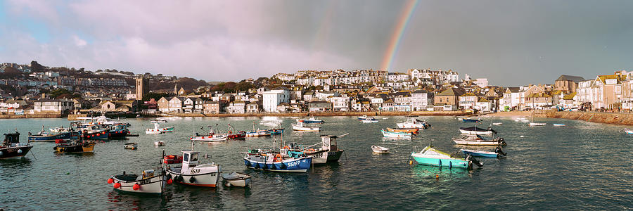St Ives Fishing Boats and Harbour Rainbow cornwall Photograph by Sonny Ryse