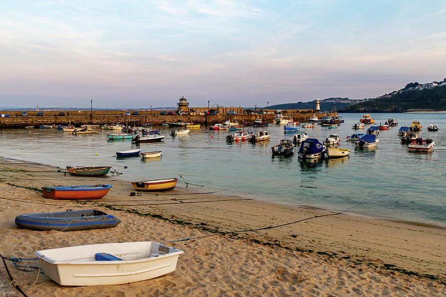 St Ives Harbour at dusk Photograph by Shirley Mitchell