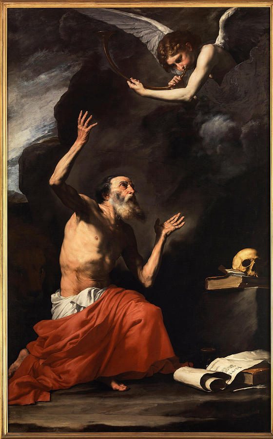 Jusepe De Ribera Painting - St  Jerome and the Angel  by Jusepe de Ribera