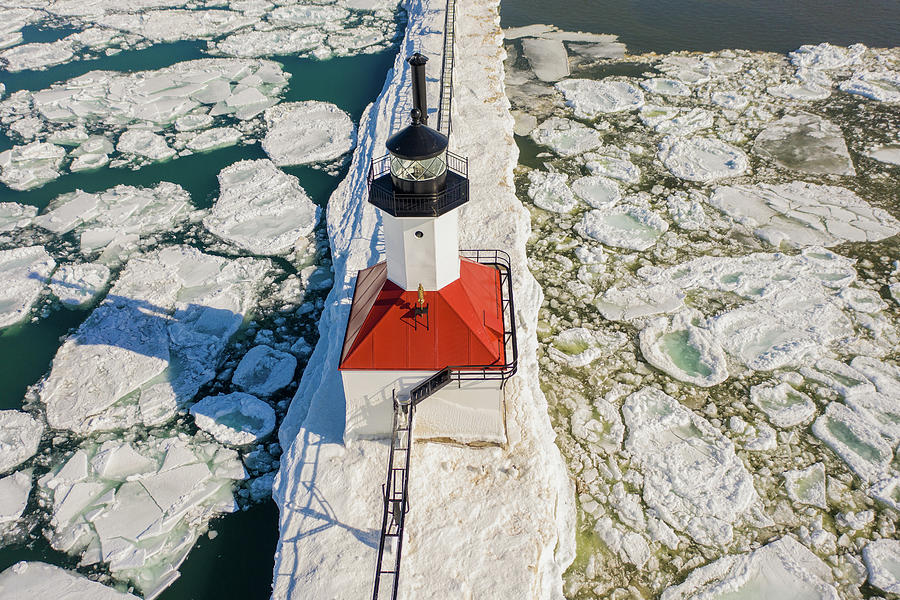 St Joesph Lighthouse Aerial  Photograph by John McGraw