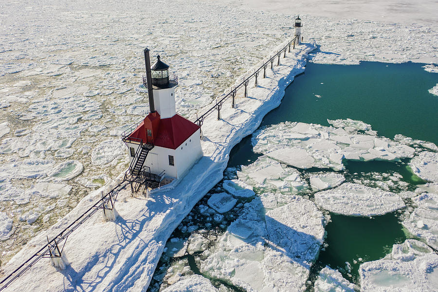 St Joesph Lighthouse Winter Photograph by John McGraw