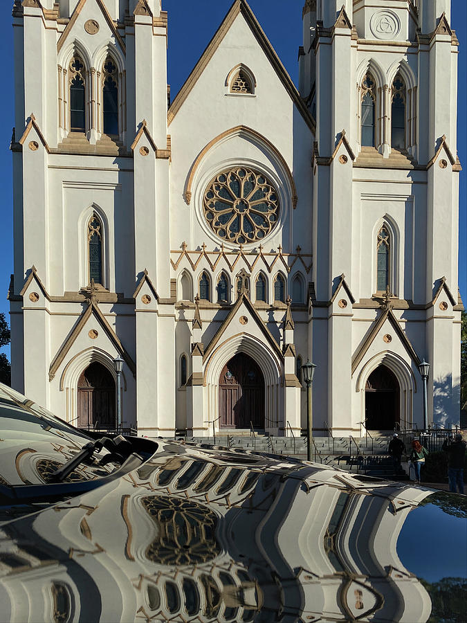 St. John Cathedral in Reflection I, Savannah, Georgia Photograph by Dawna Moore Photography