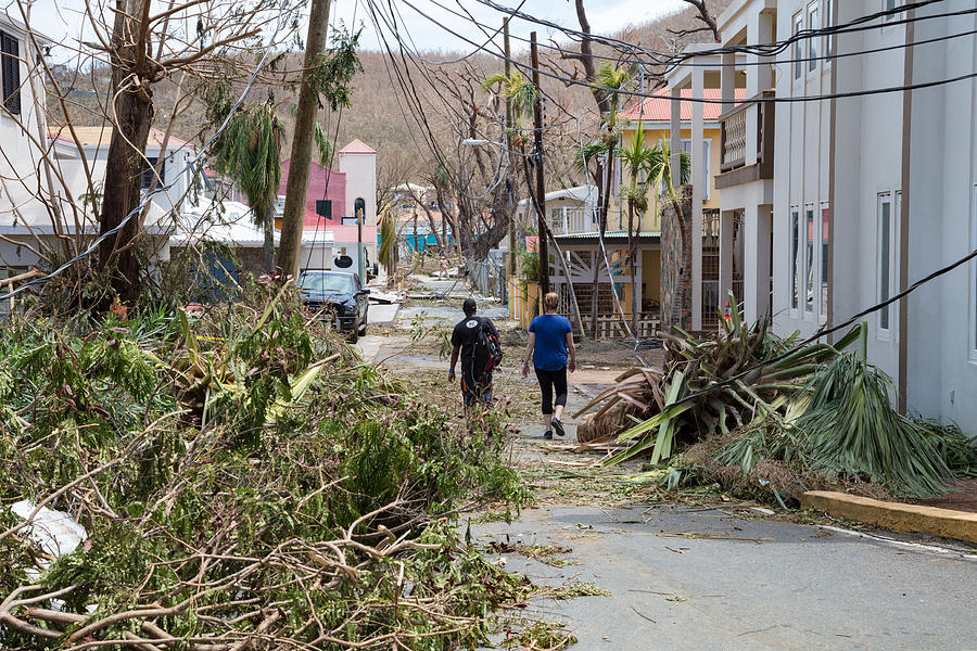 St John, hurricane Irma destruction on road Photograph by Cdwheatley