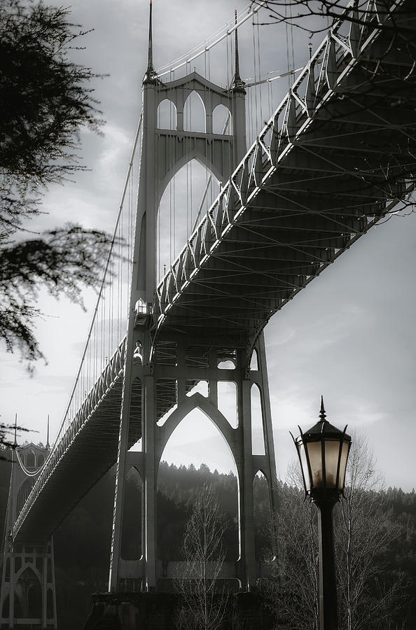 St. Johns Bridge BW Photograph by Athena Mckinzie