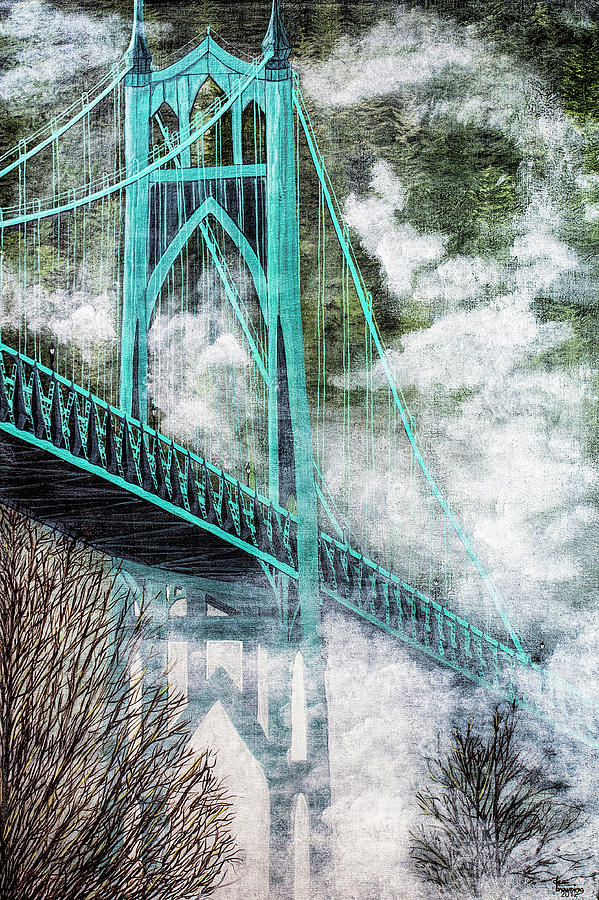 St. Johns Bridge Painting by Dee Browning
