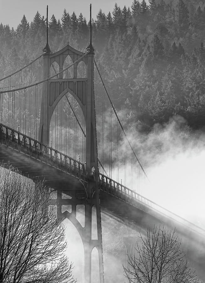 St. Johns Bridge in Portland Oregon Photograph by Dee Browning