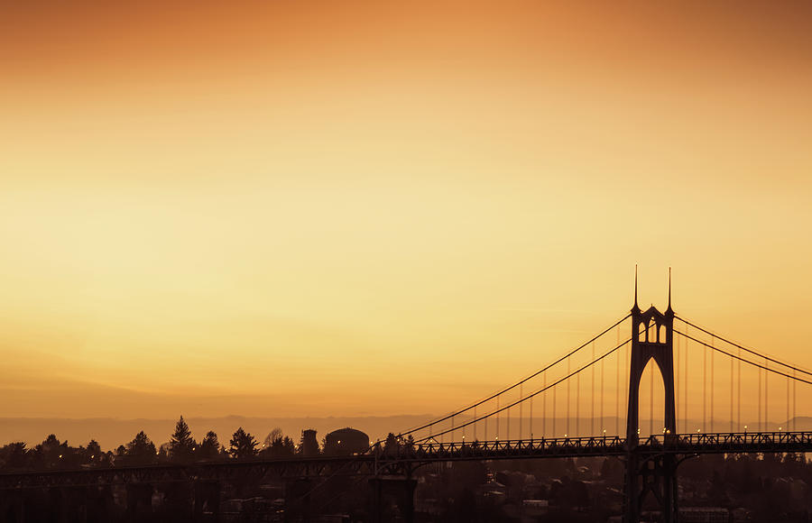 St. Johns Bridge Sunrise Photograph by Don Schwartz