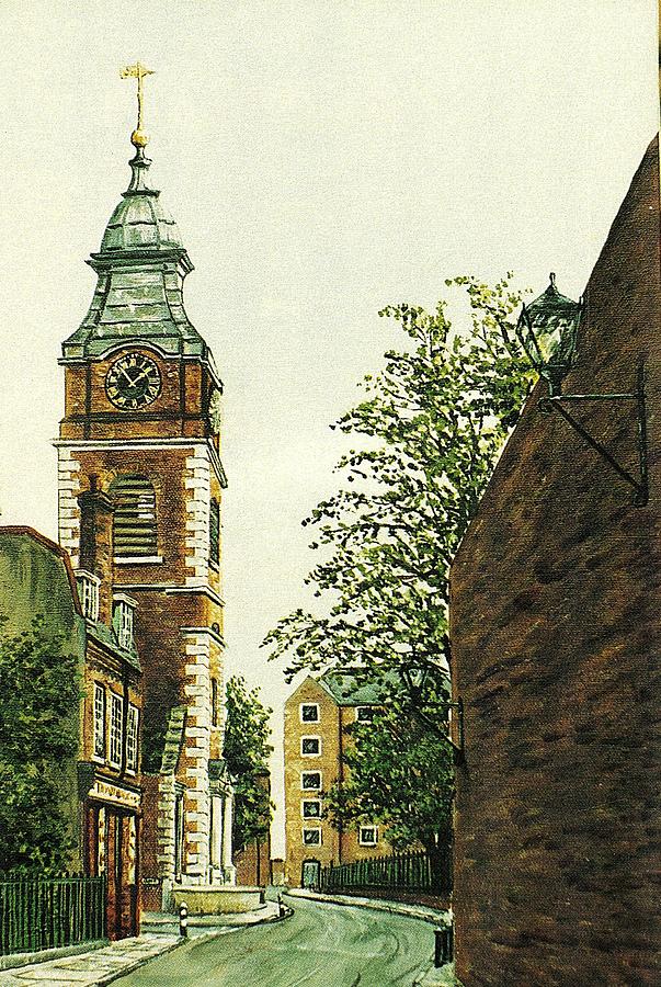 St Johns Church From Scandrett Street Wapping London Painting by Mackenzie Moulton
