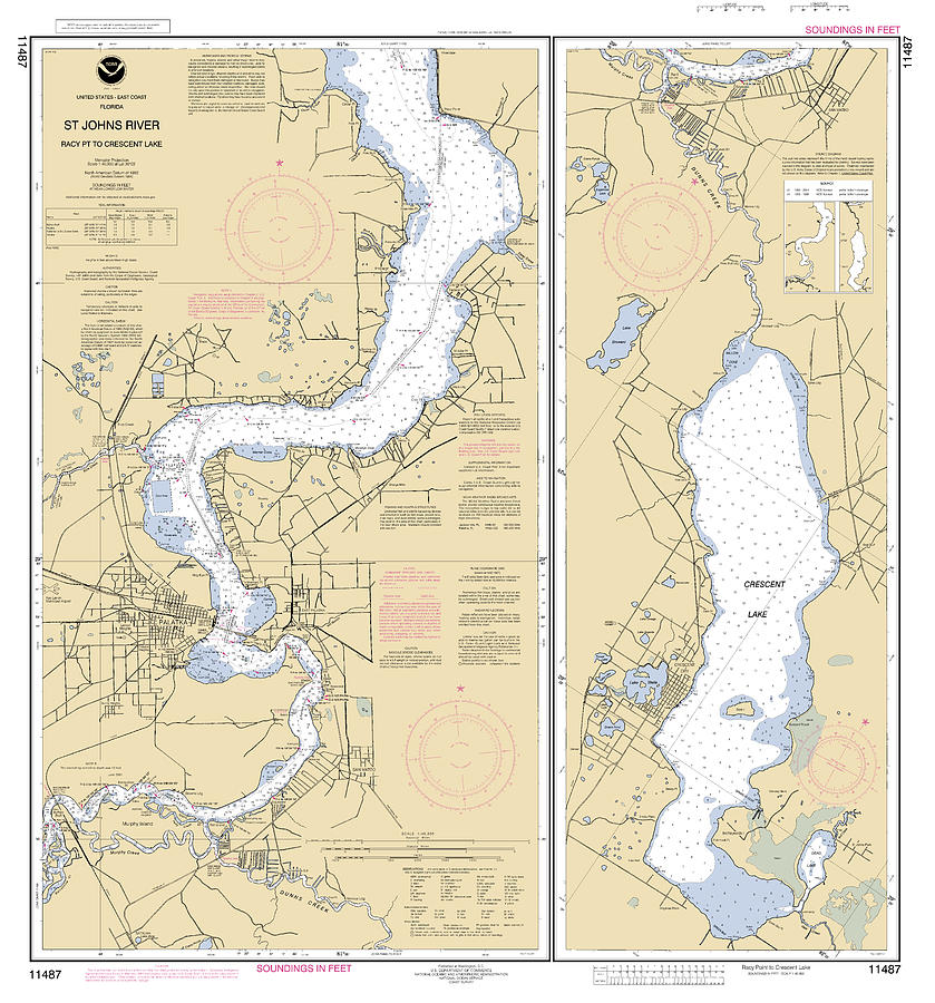 St Johns River Racy Point to Crescent Lake, NOAA Chart 11487 Digital