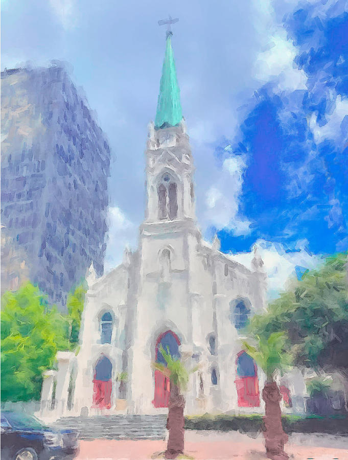 St Joseph Cathedral Baton Rouge  Painting by Gary Arnold