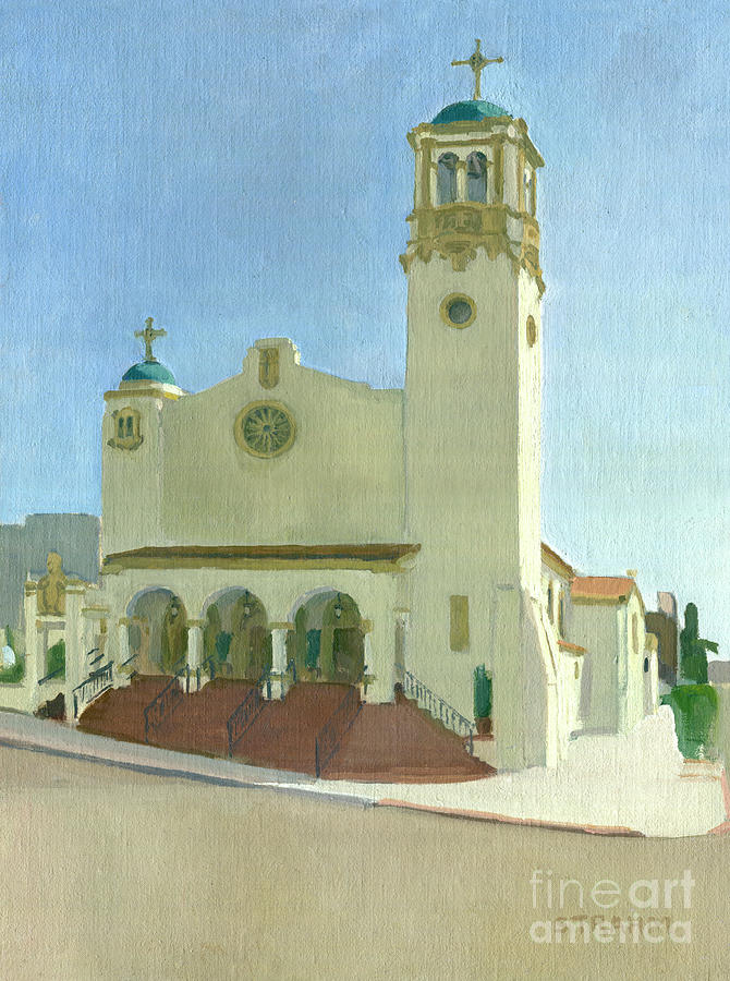 St. Joseph Cathedral - San Diego, California Painting by Paul Strahm