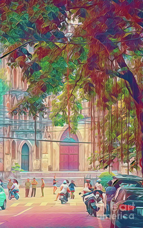 St. Joseph Church Hanoi Creative Art  Digital Art by Chuck Kuhn