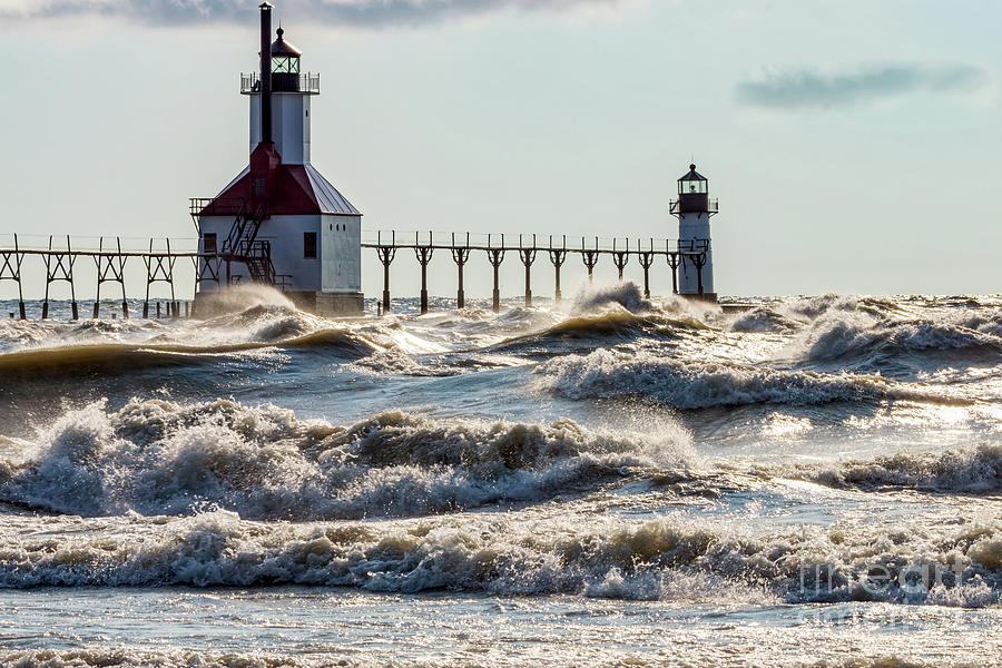 St Joseph Lighthouse Powerful Waves Photograph by Jennifer White - Fine ...