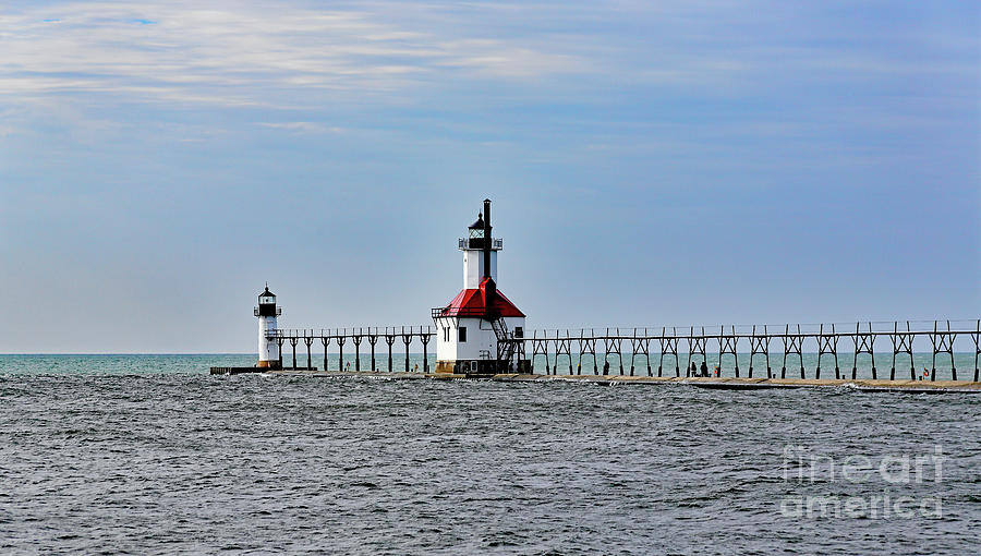 St. Joseph North Pier Inner And Outer Lights Photograph