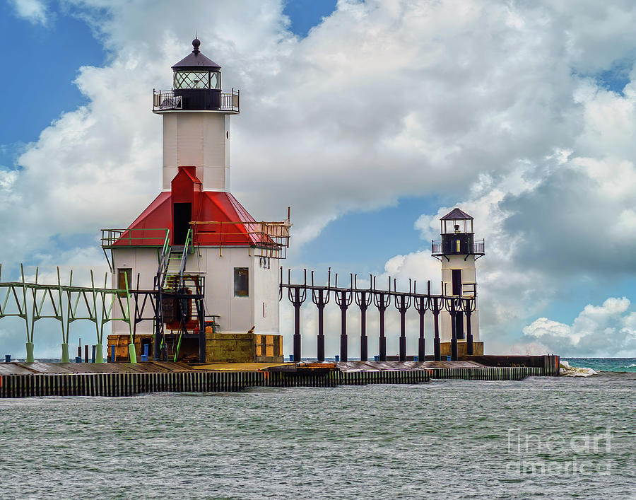 St Joseph North Pier Lighthouses Photograph by Nick Zelinsky Jr