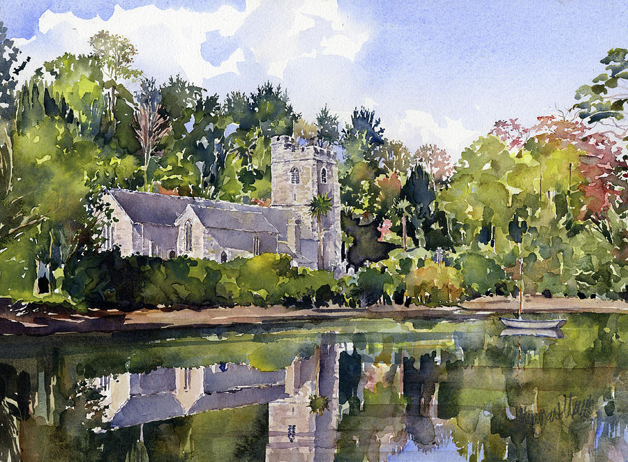 St. Just in Roseland Church Cornwall Painting by Margaret Merry