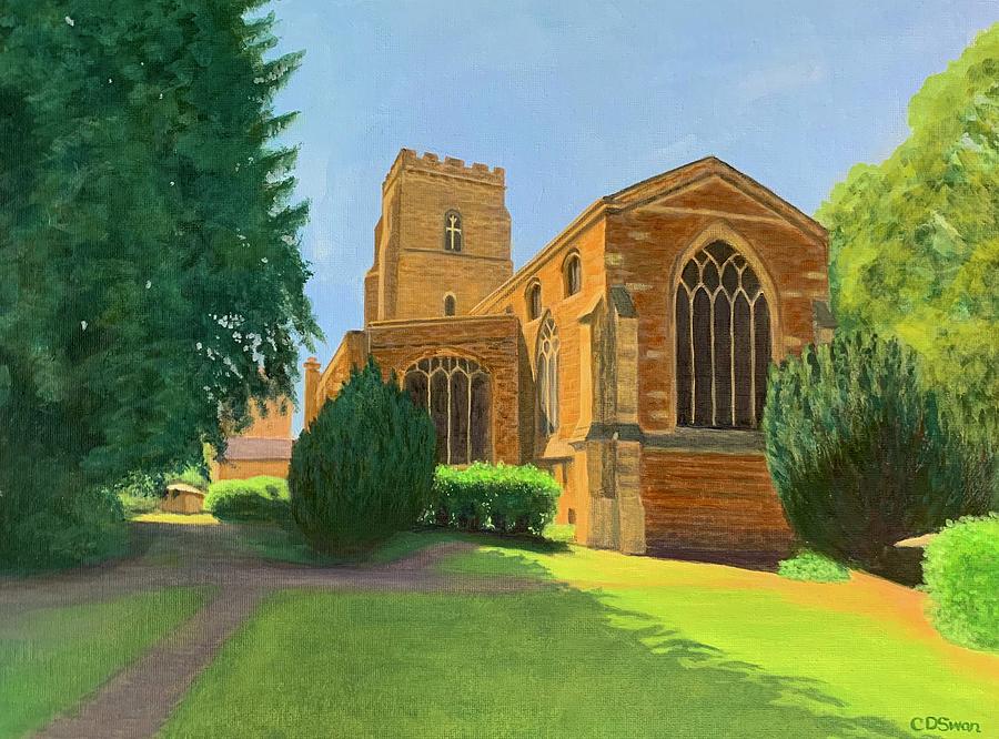 St Lawrence Church - rear view Painting by Caroline Swan