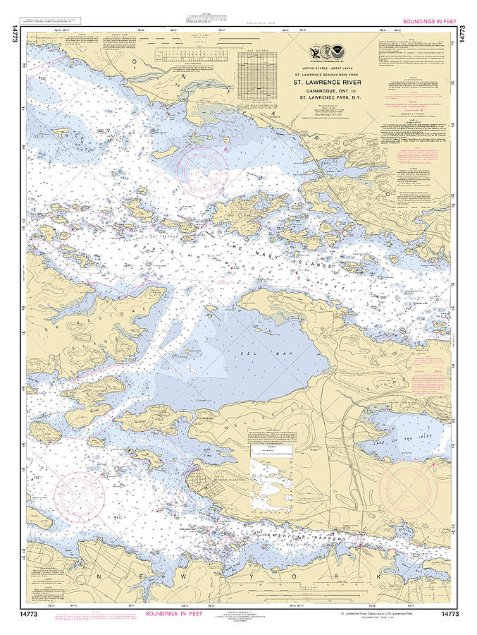 St Lawrence River Gananoque Ont To St Lawrence Park Ny, Noaa Chart ...