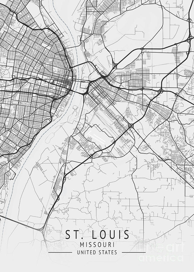 St. Louis - Missouri US Gray City Map Digital Art by Tien Stencil ...