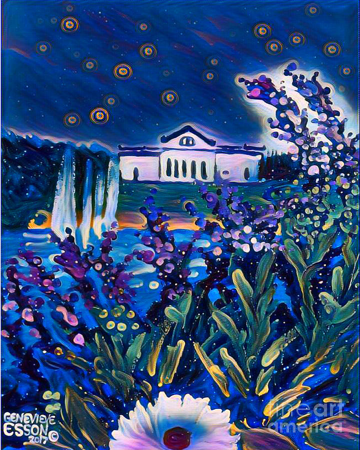 St. Louis Art Museum At Grand Basin At Night Digital Art by Genevieve Esson