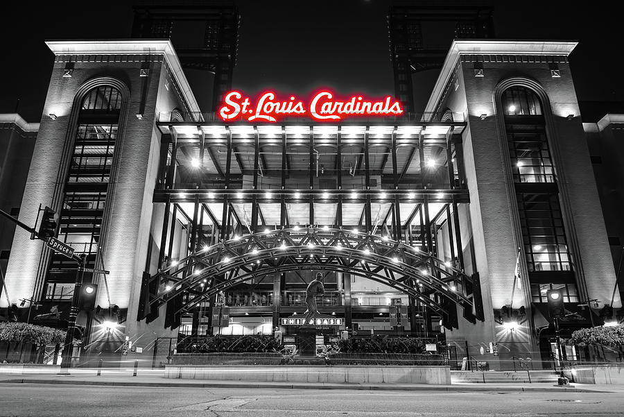 Stan Musial Photograph - St Louis Baseball Stadium - Third Base Gate In Selective Color by Gregory Ballos