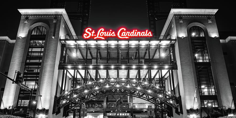 St Louis Baseball Stadium Panorama - Cardinals Third Base Gate In Selective Color Photograph by Gregory Ballos