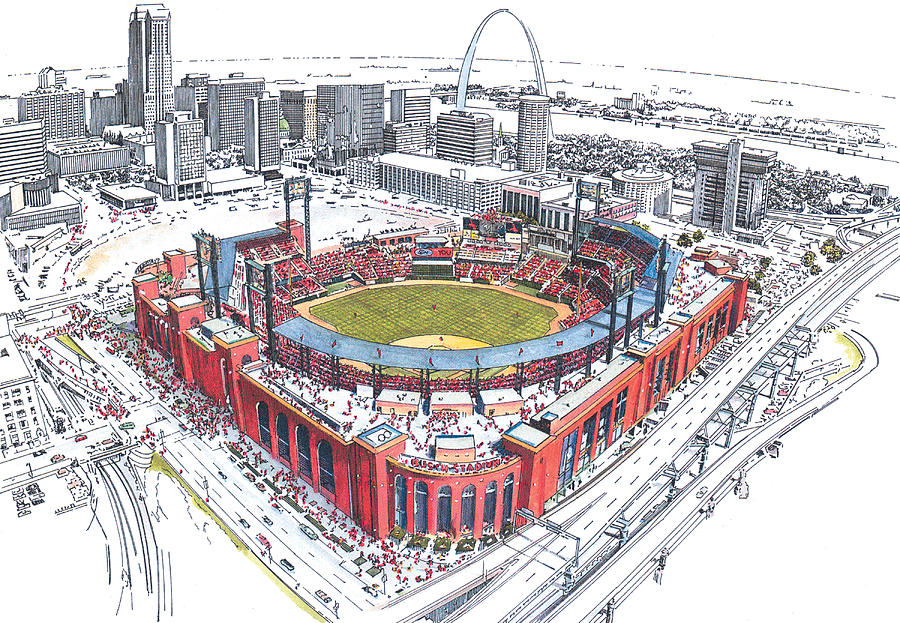 Architecture Painting - St Louis Cardinals  Busch Stadium by John Stoeckley