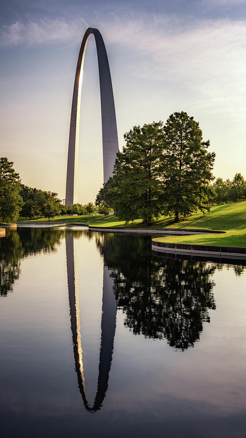 St Louis Gateway Arch Reflection Photograph by Stephen Stookey