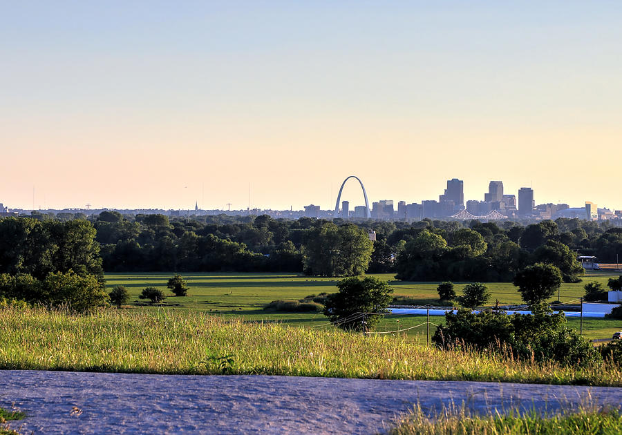St. Louis, Missouri from Cahokia Mounds Photograph by JByard