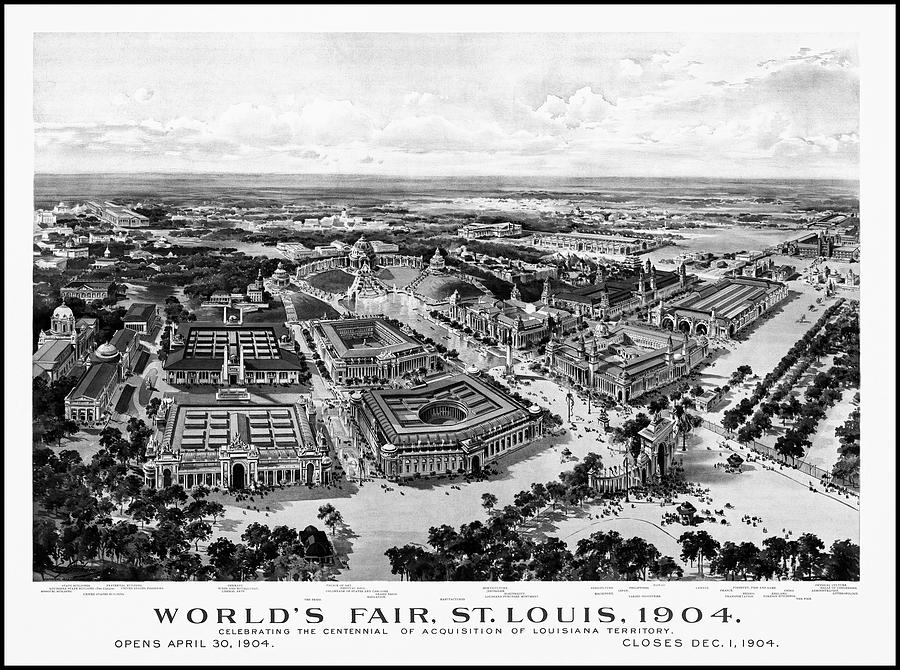 St Louis Missouri Worlds Fair Vintage Map 1904 Black And White   St Louis Missouri Worlds Fair Vintage Map 1904 Black And White Carol Japp 