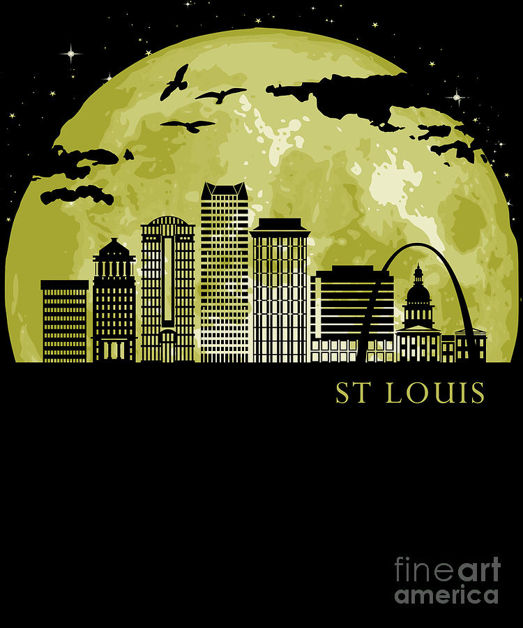 ST LOUIS Moon Light Night Stars Skyline Digital Art by Filip Schpindel ...