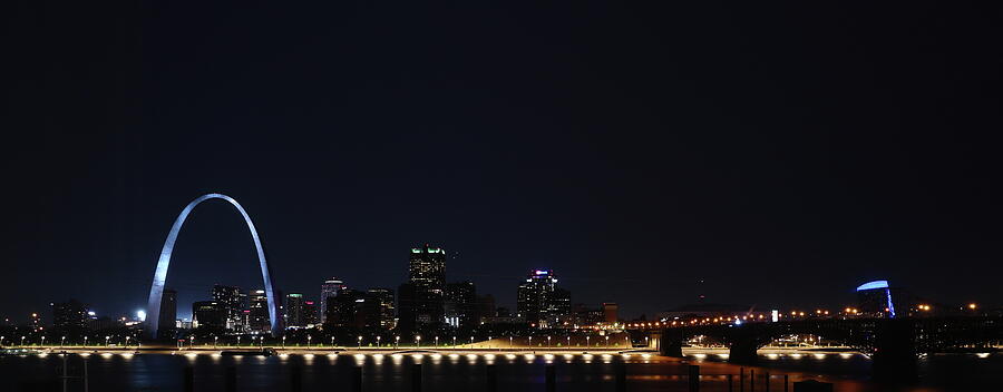 St. Louis night skyline Photograph by Michael Bujarski - Fine Art America