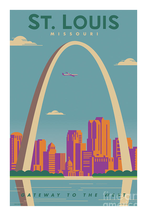 St. Louis Poster - Vintage Travel Digital Art by Jim Zahniser