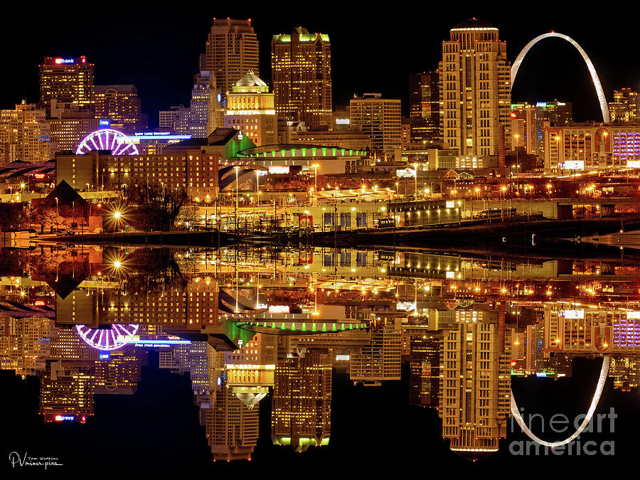 St Louis Skyline at Night Photograph by Tom Watkins PVminer pixs