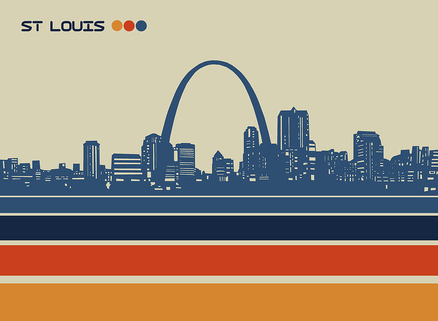 St Louis Skyline Retro 2 Digital Art