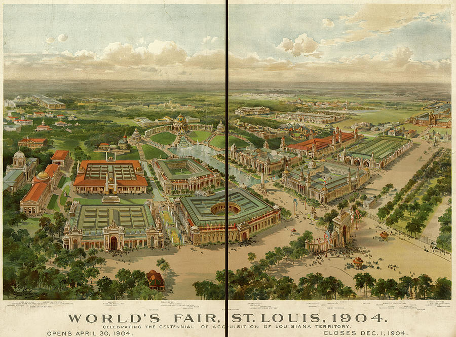 Map Drawing - St. Louis Worlds Fair Grounds 1904 by Vintage Places