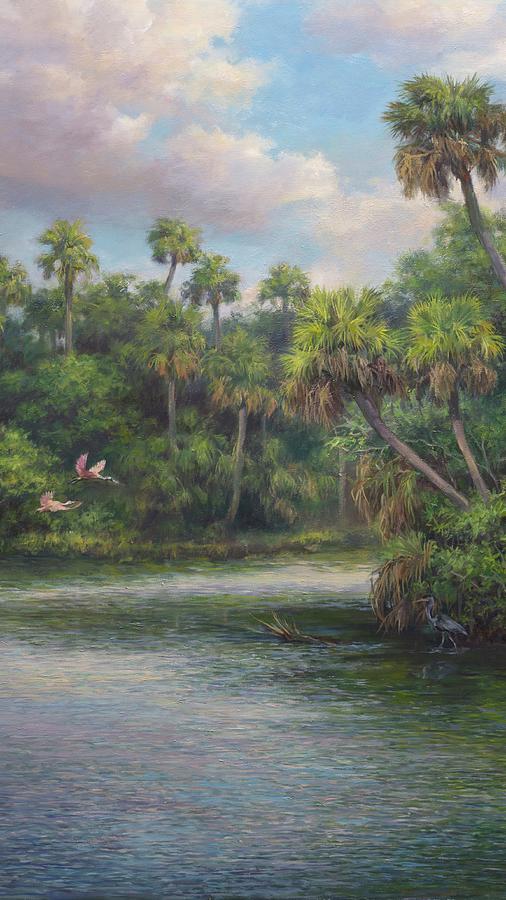 Vertical Landscape Painting - St Lucie Cropped by Laurie Snow Hein