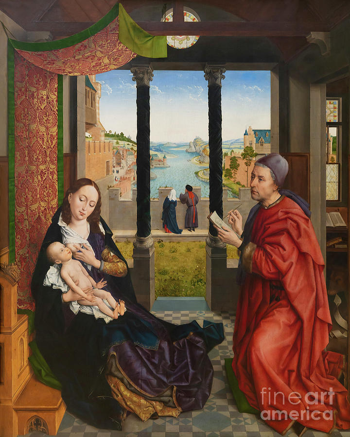 St Luke Drawing the Virgin Mary, circa 1484 Photograph by Rogier van