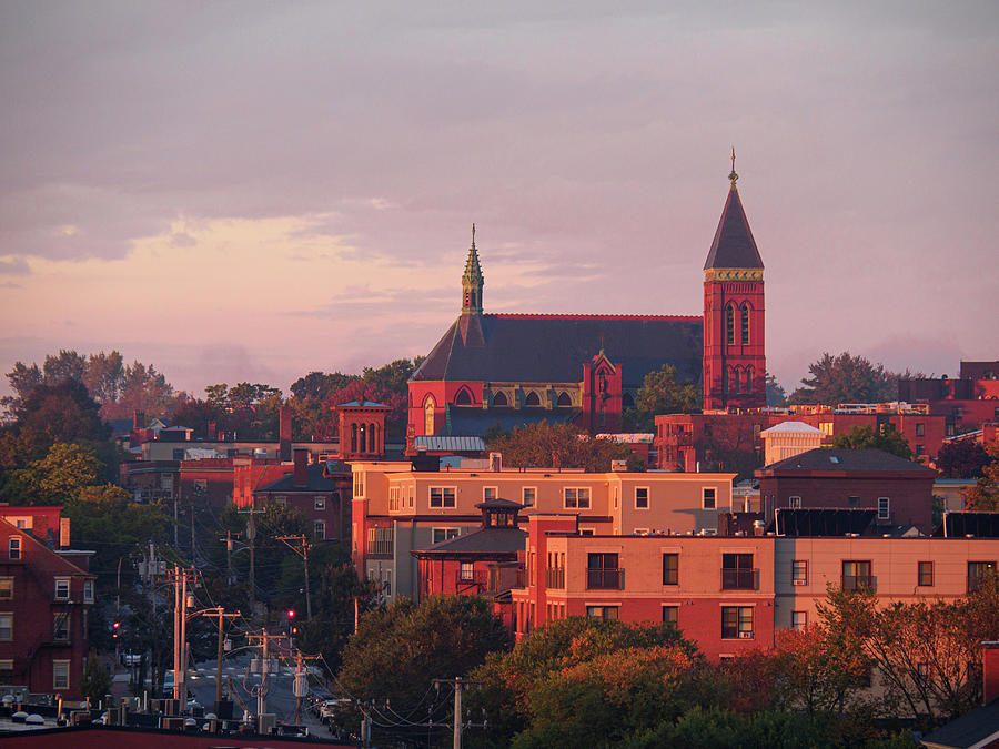 St Luke Episcopal Downtown Portland Maine at Sunrise Photograph by Mary Lee Dereske