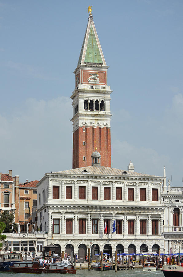St. Marks Bell Tower Rising Over Marciana Library Piazza San Marco Venice Italy Photograph by Shawn OBrien
