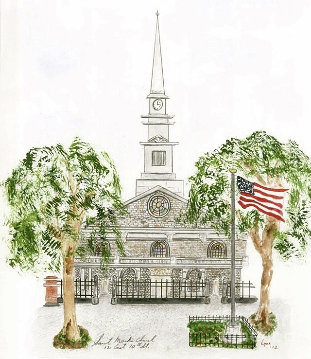 St. Marks church-In-The-Bowery Painting by Afinelyne